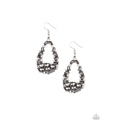 To Bedazzle or not to be Bedazzle - Silver w/Smoky Rhinestone Earrings